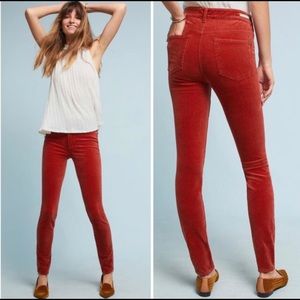 PILCRO AN THE LETTERPRESS Corduroy High Rise Velvet Skinny Jeans